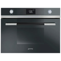 Smeg SF4120MN Linea Aesthetic Microwave Oven with Grill, Black